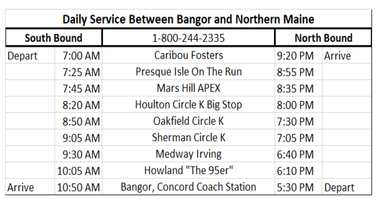 Daily Bus Service | Old Town, ME |